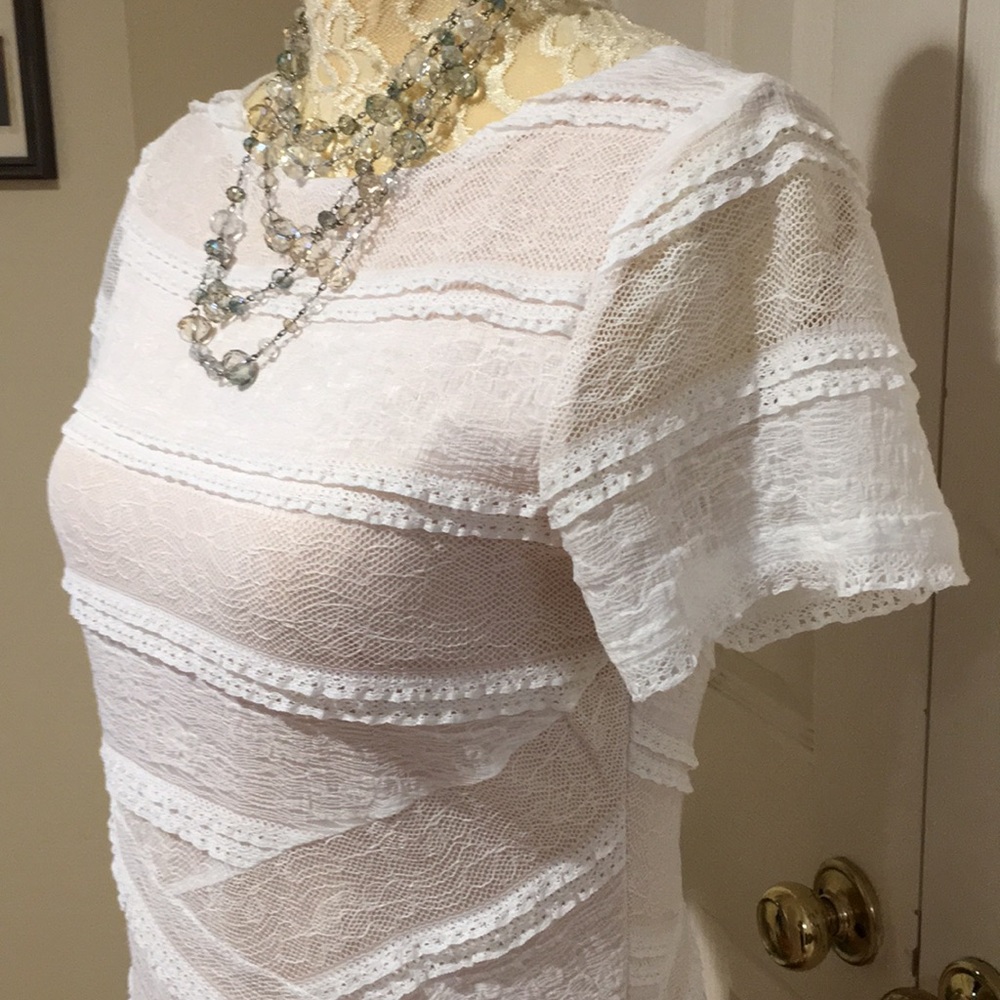 🎉🎈HP 3/4 Cream Women’s Formal Party Lace Dress - Picture 5 of 8